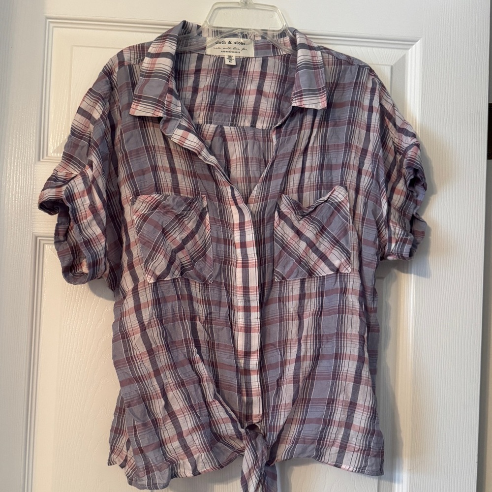 Anthropologie Cloth & Stone Plaid button up Shirt